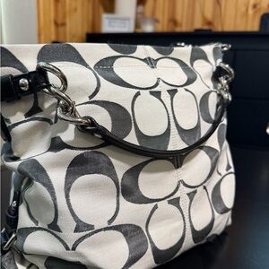 Coach Signature Canvas & Leather Shoulder Bag